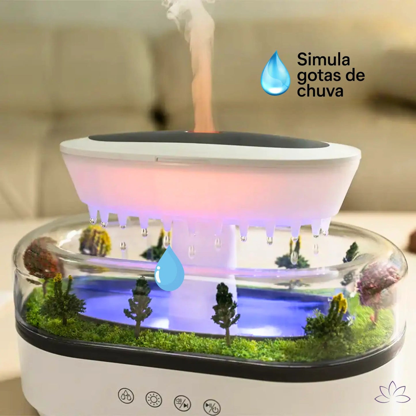 AromaDrop – Difusor de Aromas com Efeito Chuva Relaxante - Desestressar