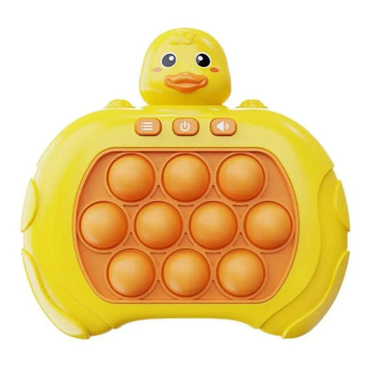 Brinquedo ClickBolha - Modelo amarelo com patinho, som e função anti-stress divertida.