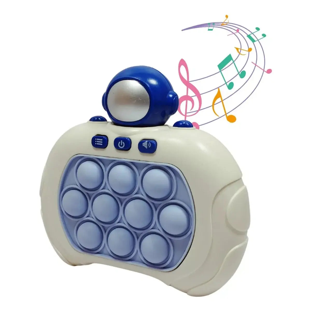 Brinquedo ClickBolha - Modelo azul com luzes, som e interação eletrônica anti-stress.