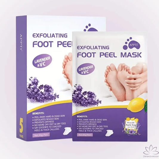 Máscara esfoliante para os pés com fragrância de lavanda, promovendo hidratação e relaxamento - FootMask