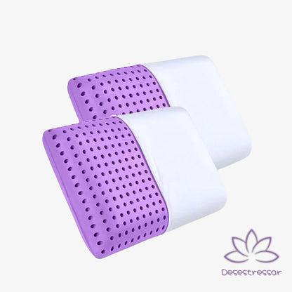 Detalhe do design ergonômico do LavandaDream, ideal para suporte cervical e conforto