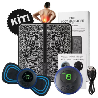 Kit Massageador + Tapete Elétrico Portátil Coluna - Desestressar
