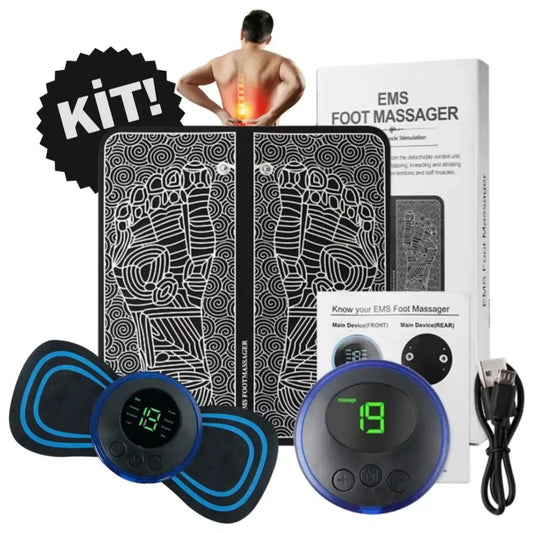 Kit Massageador + Tapete Elétrico Portátil Coluna - Desestressar