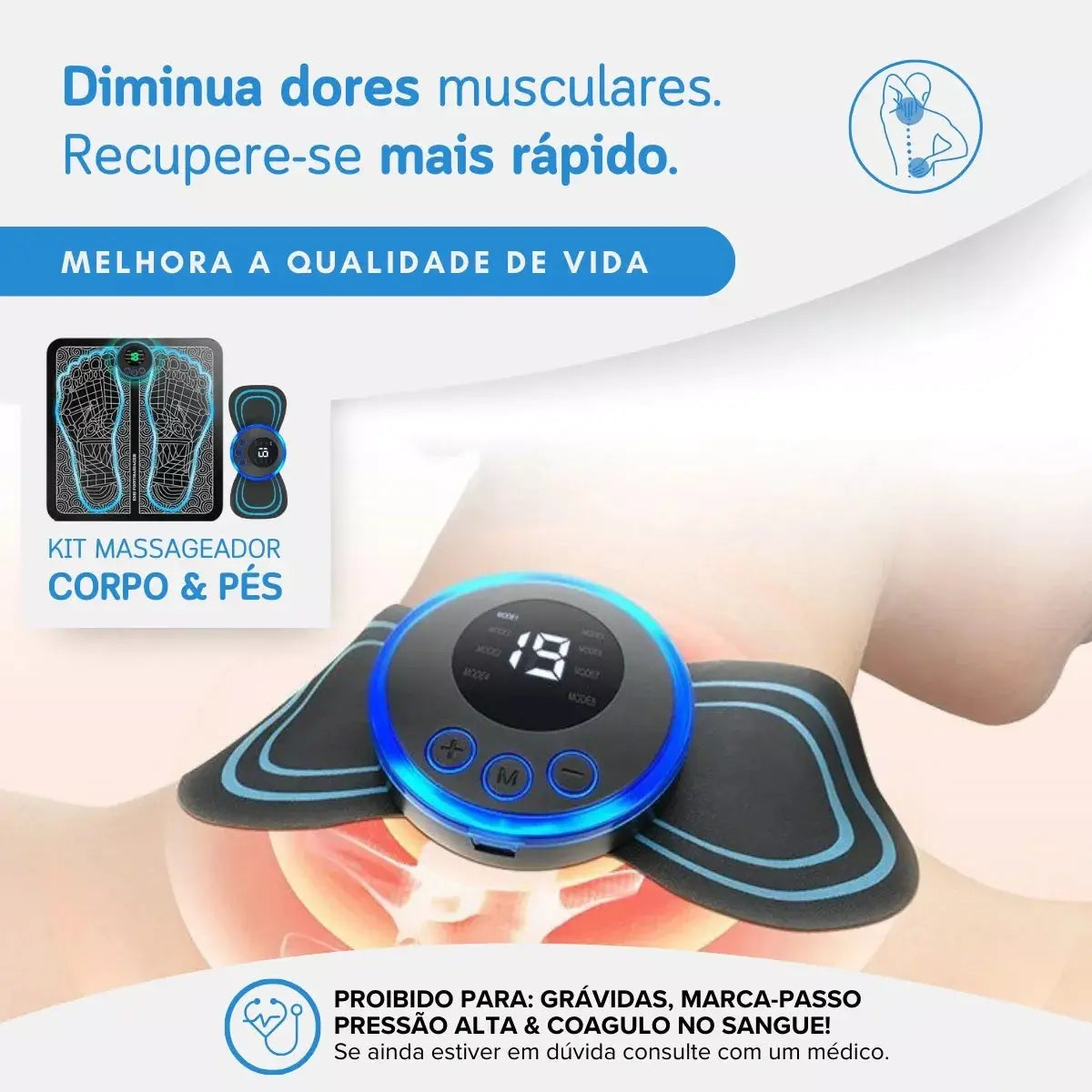 Kit Massageador + Tapete Elétrico Portátil Coluna - Desestressar