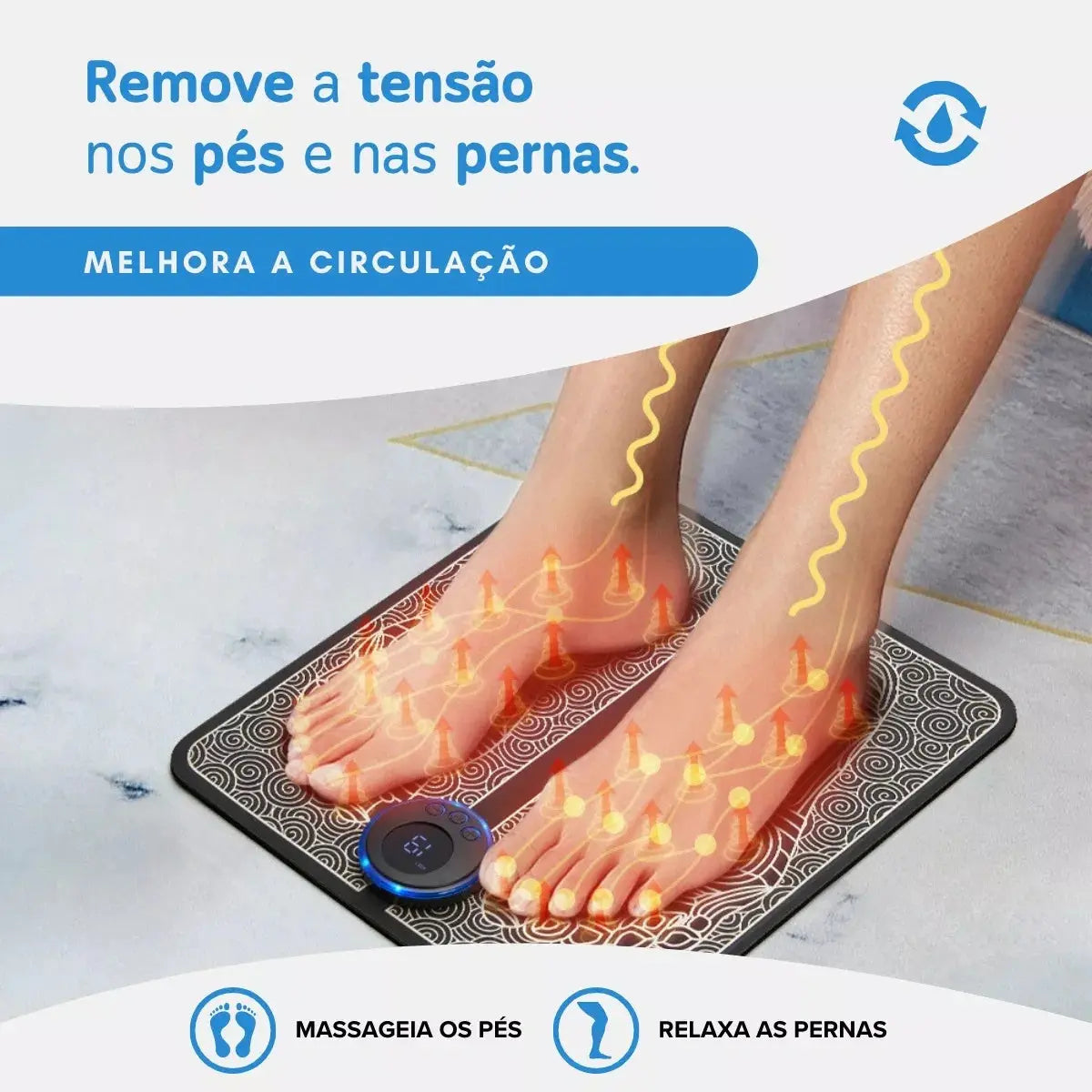 Kit Massageador + Tapete Elétrico Portátil Coluna - Desestressar