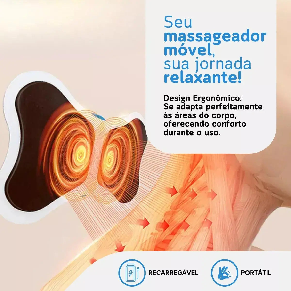 Kit Massageador + Tapete Elétrico Portátil Coluna - Desestressar