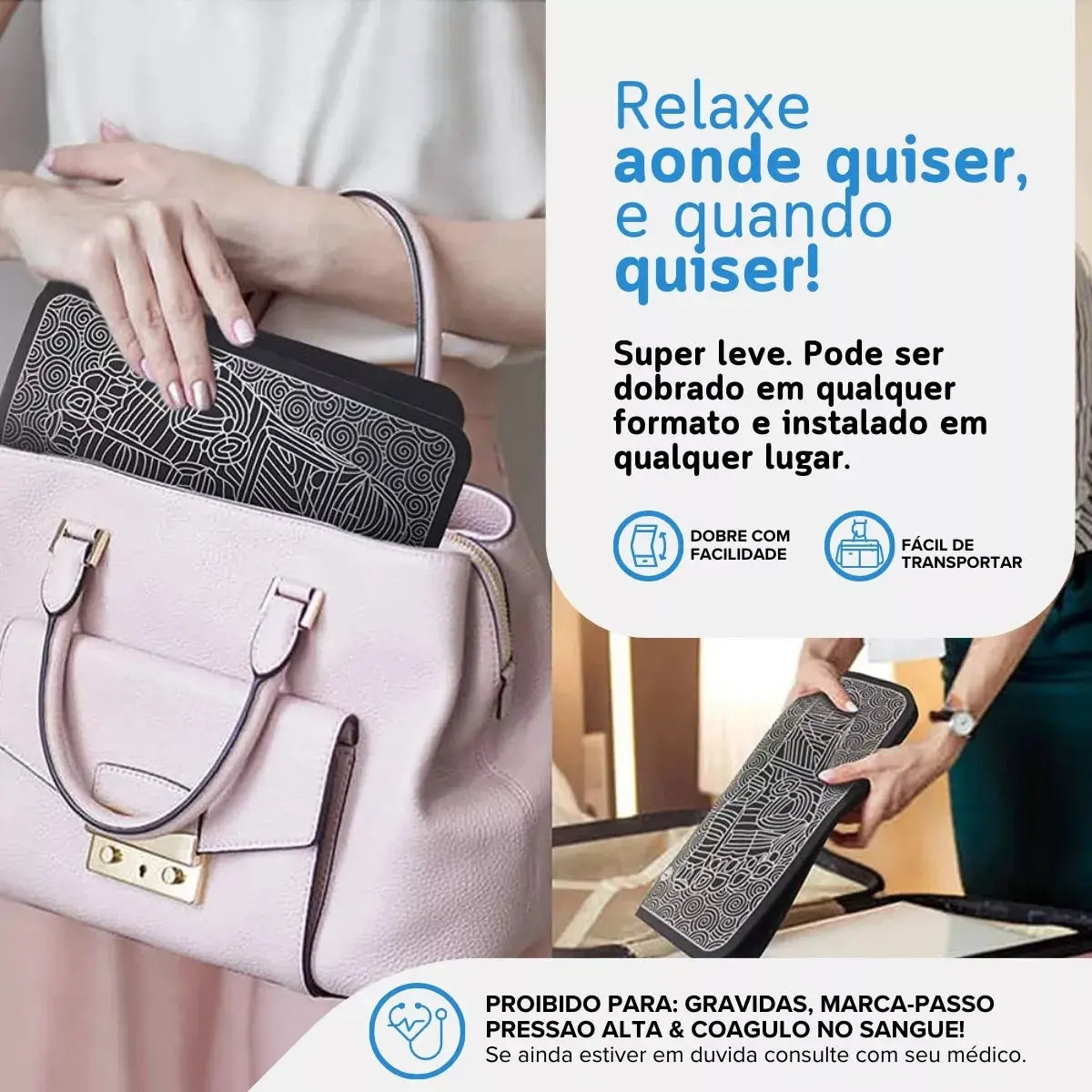 Kit Massageador + Tapete Elétrico Portátil Coluna - Desestressar