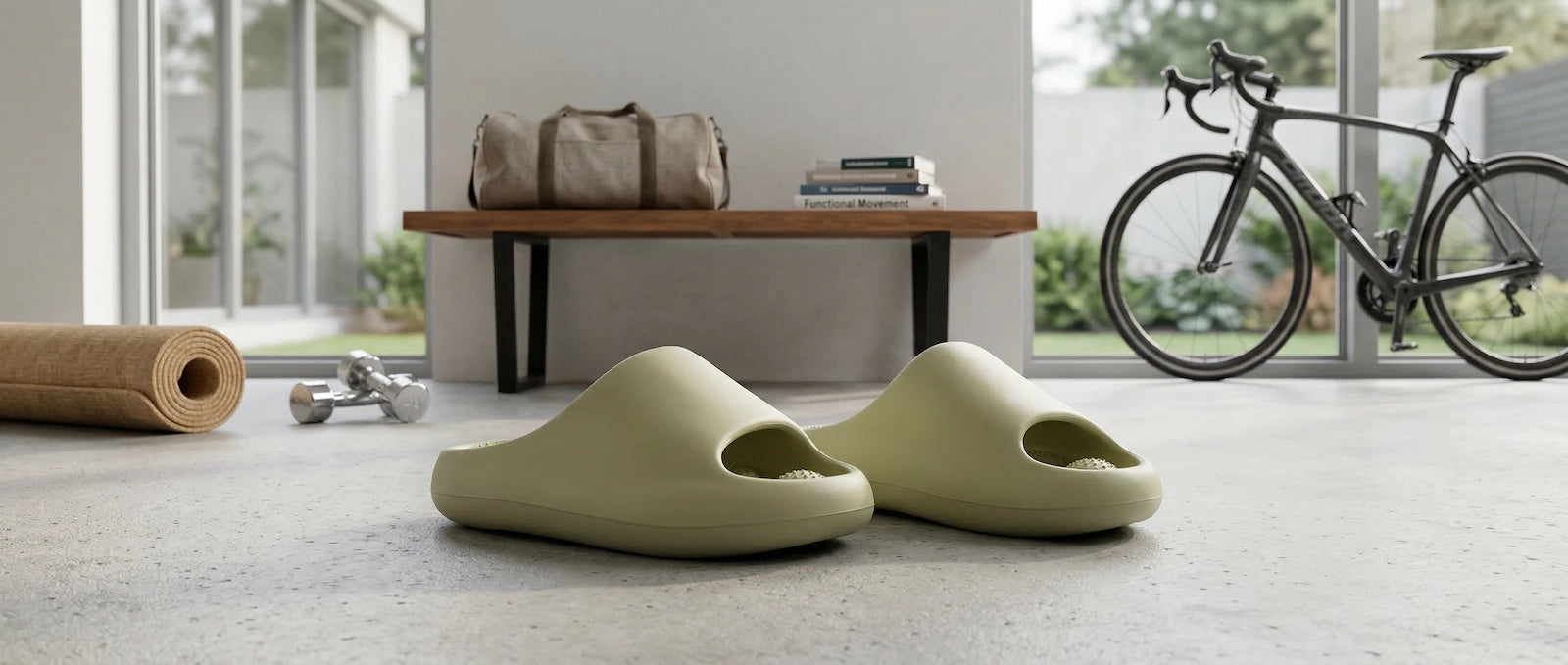 Chinelos de conforto para relaxamento no dia a dia em ambiente minimalista